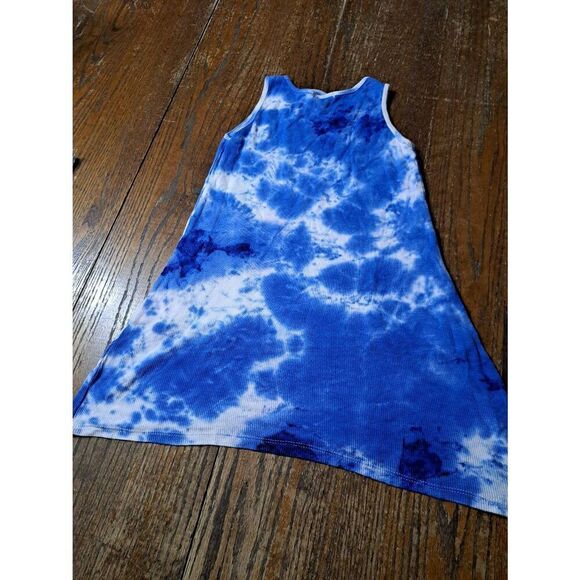 Girls 6X Area Code 407 Sleeveless Blue Tie Dye Ribbed Sundress Criss Cross Neck - Picture 3 of 3